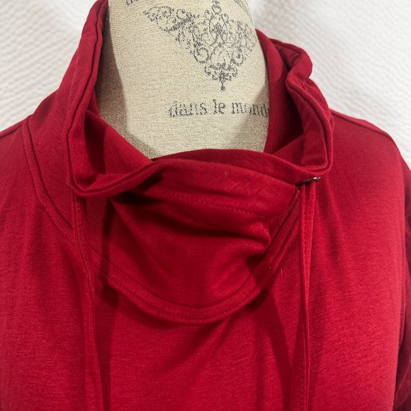 Bulotus Women's Long Sleeve Cowl Neck Asymmetrical Hem Tunic Tops with Pockets - Picture 3 of 11